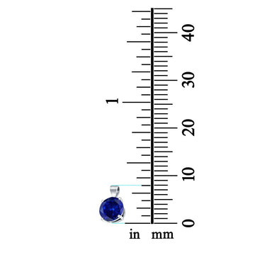 Round Simulated Blue Sapphire CZ Charm Pendant 925 Sterling Silver (8mm)